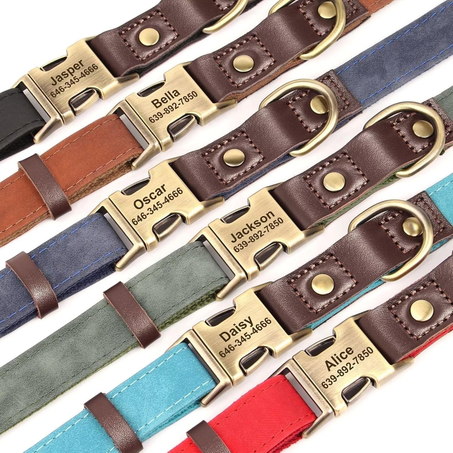 Didog Soft PU Leather Dog Collars for Medium Dogs,Classic Adjustable Dog Collars with Quick Release Metal Buckle,Easy Clean and Comfortable with Nylon Lining,Olive Green,M Neck 13-19"