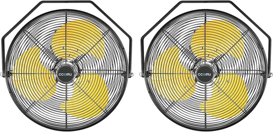 2800 CFM 12" Industrial Wall Mount Fan with 2 Pack, High Velocity 3-Speed Metal Wall Mounted Fan with powerful Motor Covered Patio, Greenhouse, Gazebo, UL Listed