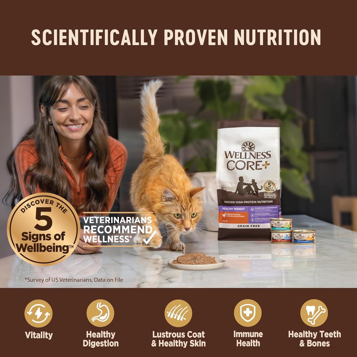 Wellness CORE+ Immune Health Pate Adult Wet Cat Food, Natural, Protein-Rich, Grain Free, 2.8 Ounce, 12 Pack (Tuna & Salmon)