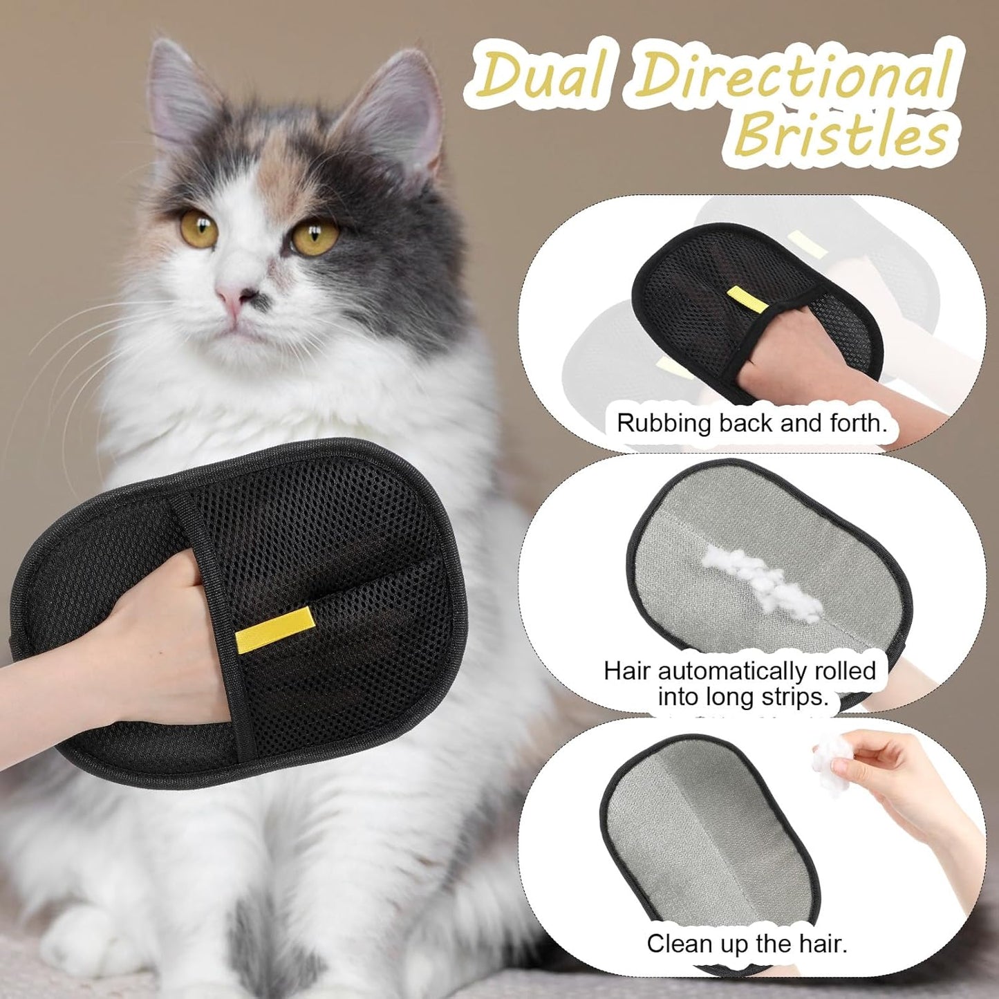 2Pcs Pet Hair Removal Gloves, Reusable Pet Cat Dog Hair Removal Grooming Gloves, Electrostatic Cat Grooming Glovee for Hairs Removals, for Couch, Furniture, Carpet, Car Seat
