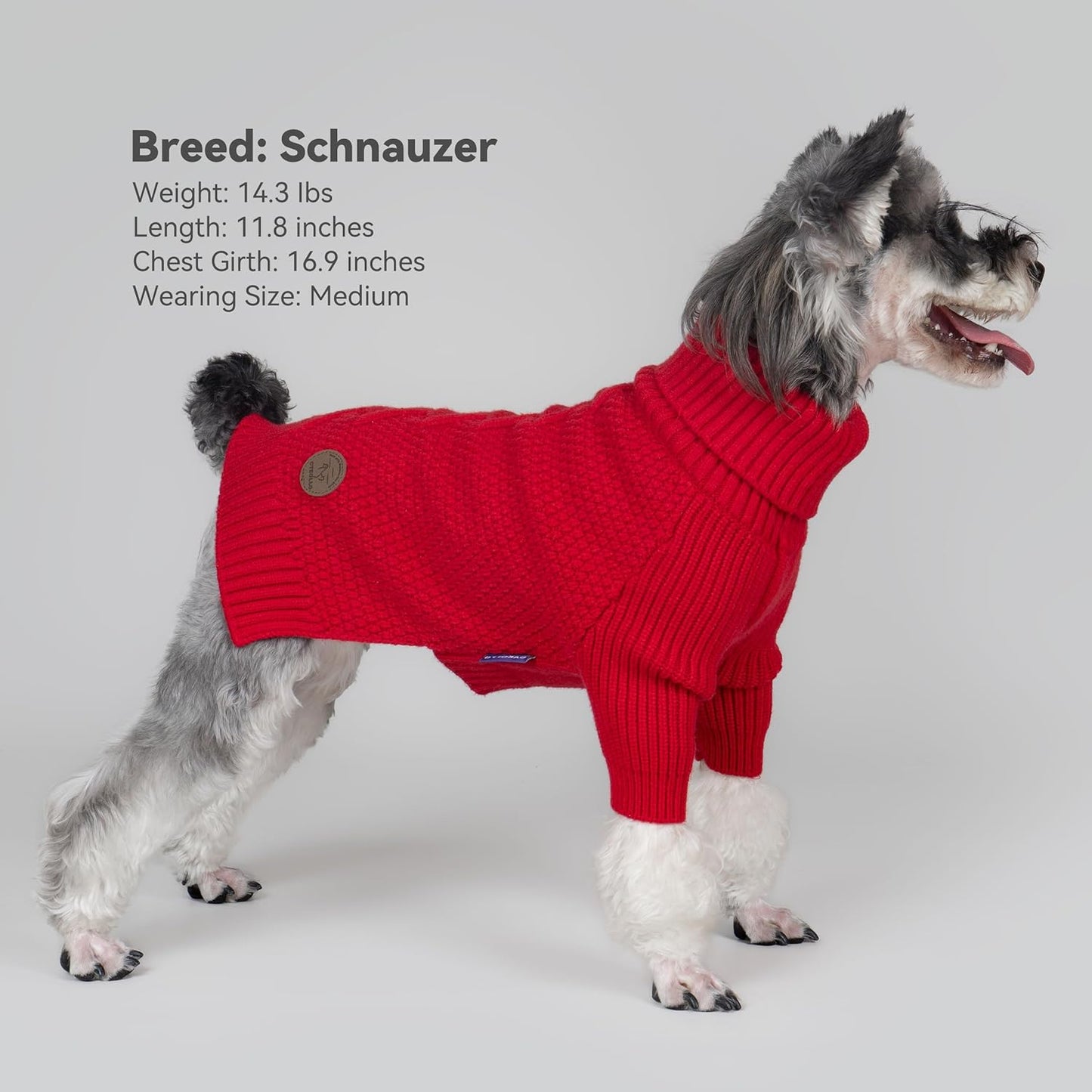 cyeollo Warm Small Dog Sweater, Knit Cold Weather Doggy Sweaters for Small Dogs Girl Pullover Winter Dog Clothes with Turtleneck for Indoor & Outdoor Wear, Red M