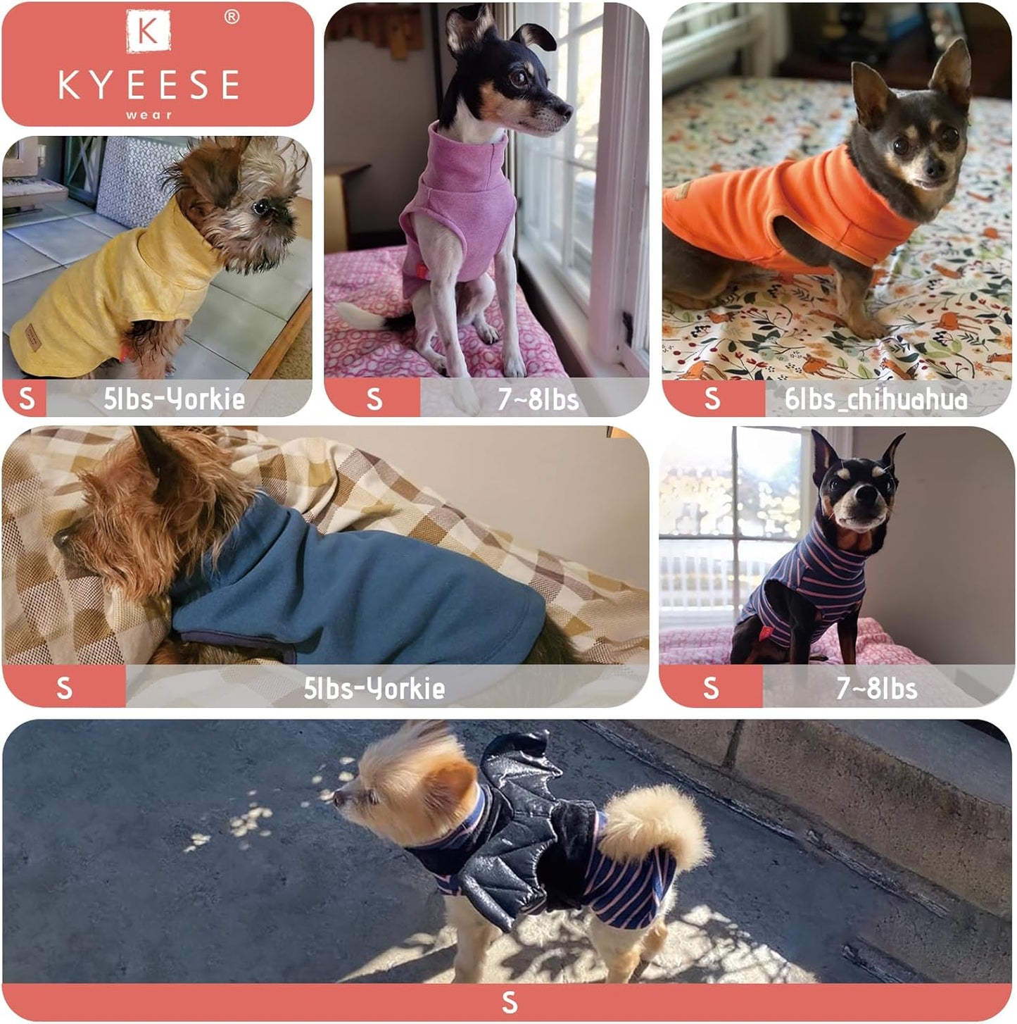 KYEESE 2Pack Dog Sweater Turtleneck Pets Coats Warm Dachshund Clothes Stretchy Pet Sweatshirt Pullover Small Pet Sweaters Soft Dogs Clothes Dog Sweaters for Small Dogs Girl