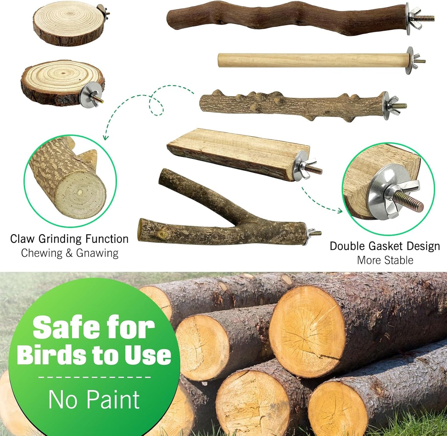 Hamiledyi 10 PCS Natural Wood Bird Perches for Cage Parakeet Stand Bird Cage Accessories Parrot Perch Branch Paw Grinding Fork Parakeet Platform for Small and Medium Sized Birds Budgie Cockatiel