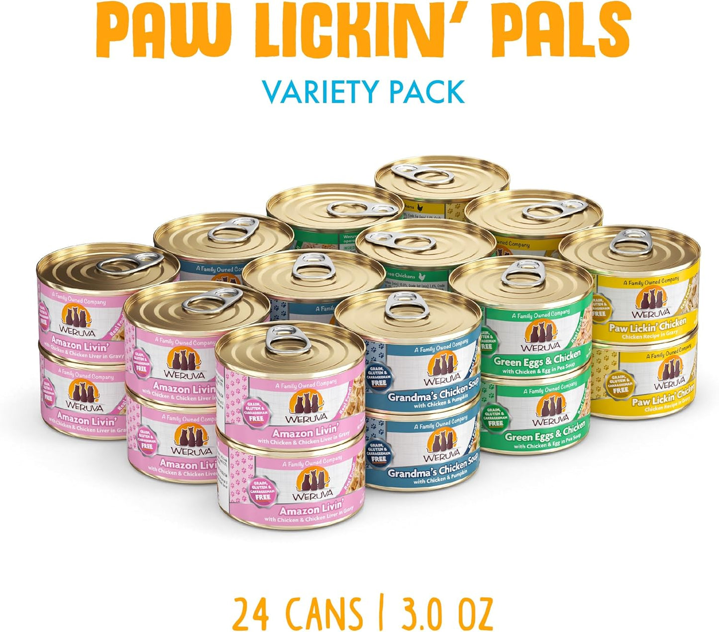 Weruva Classic Cat Food, Variety Pack, Paw Lickin' Pals Wet Cat Food, 3oz Cans (Pack of 24)