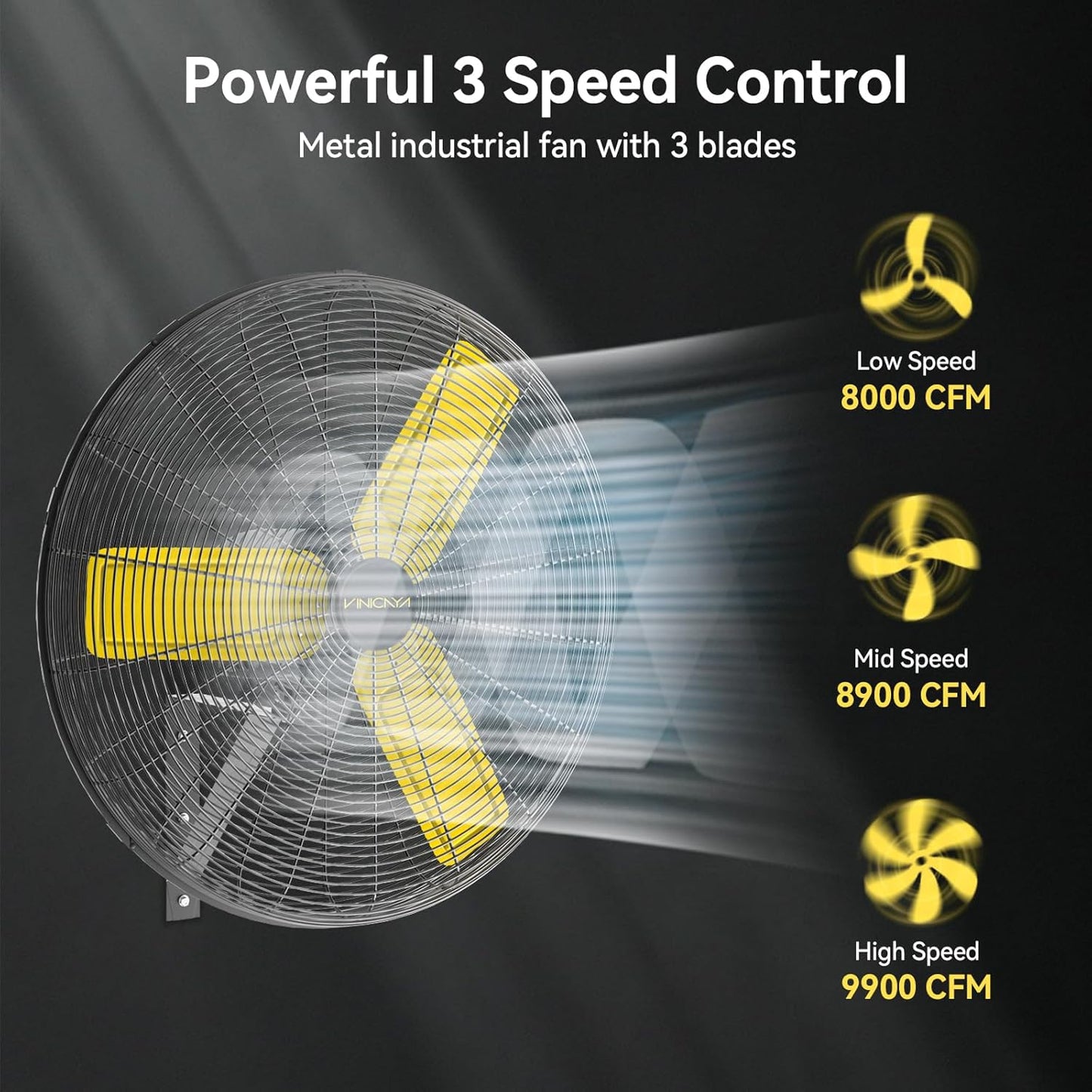 30 Inch Industrial Wall Mount Fan Oscillating with 2 Pack, 8900 CFM Commercial Metal Wall Fans with Poweful Motor, 3 Speed, Heavy Duty Construction Indoor for Warehouse, Workshops UL Listed