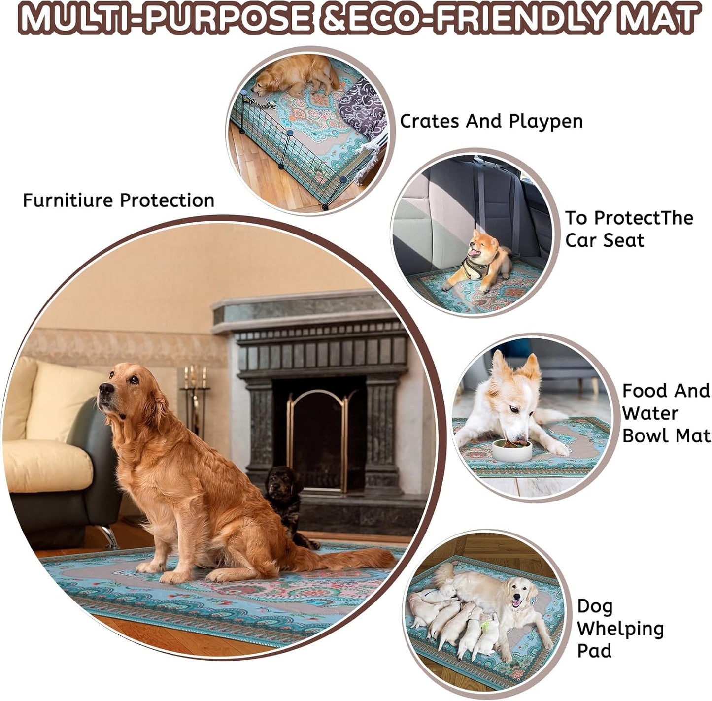 Washable Pee Pads for Dogs, 36"x41" 2 Pack Reusable Puppy Pads Pet Training Pads, Super Absorbent, 100% Waterproof Dog Pee Pads, Whelping, Housebreaking, Incontinence, for Playpen