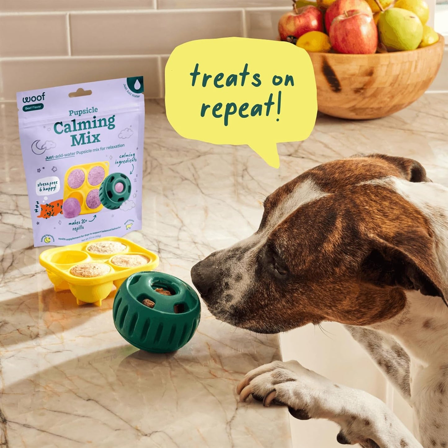 WOOF Dog Pupsicle Mix - Easy-to-Make DIY Pupsicle Refills - Tasty, Healthy Pupsicle Mix - Wholesome Ingredients - Long-Lasting - Calming Mix