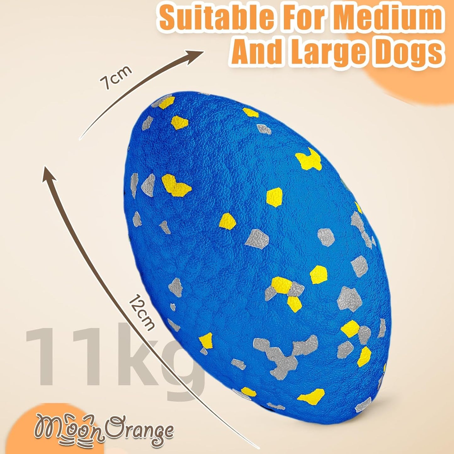 2Pcs Upgrade Bone Dog Balls+Rugby Dogs Toys for Aggressive Chewers, Indestructible Tennis Balls for Dogs (Blue+Yellow)