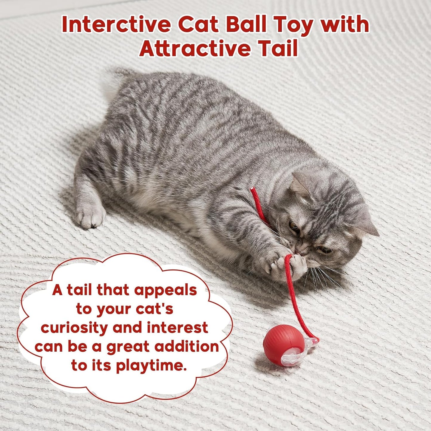 Interactive Cat Toy Dog Toy, Electric Automatic Rolling Moving Toys, Self Activated Play Smart Rolling Ball for Cats & Dogs, Chase Teaser Pet Ball for Bored Indoor Cats/Kittens/Dogs, Rechargeable