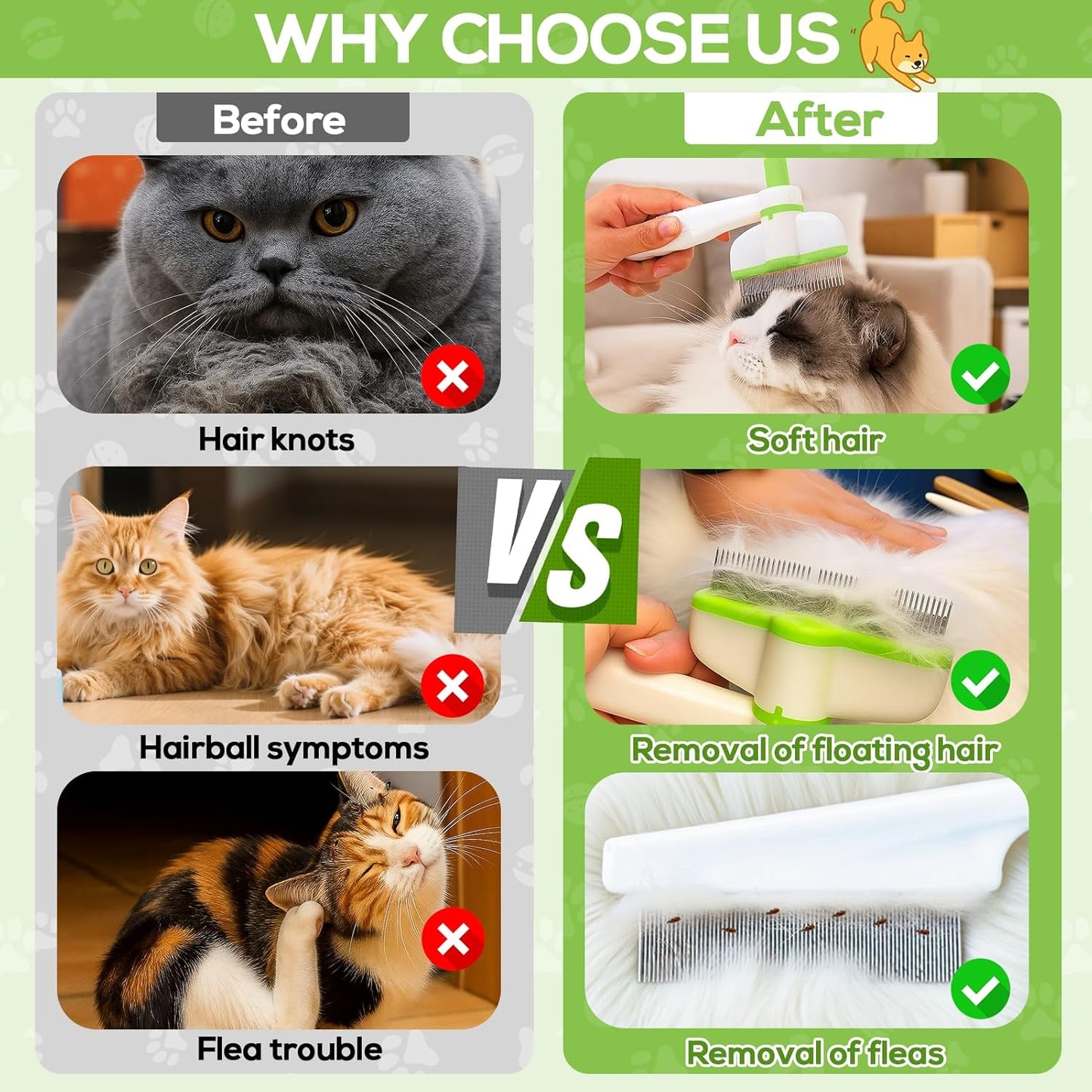 XANGNIER Rotatable Flea Comb for Cats Dogs Kittens Rabbit,Self Cleaning Pet Flea Comb Grooming Brush for Shedding and Detangling,Fine Tooth Tick Lice Comb for Short & Long Pet Hair Removal Tool,2 Pcs