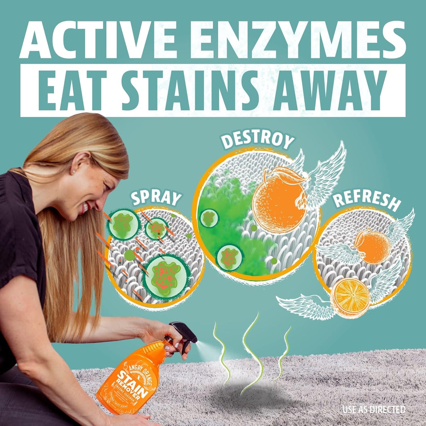 ANGRY ORANGE Pet Stain Remover Kit for Dog Urine - Enzyme Cleaner - Citrus - 32 oz + UV Flashlight