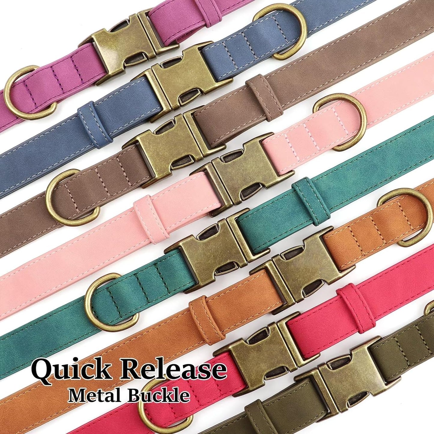 Didog Soft PU Leather Dog Collar, Stylish Quick Released Dog Collars for Small Dogs, Easy Clean Adjustable Pet Collar for Daily Walking, Purple, S Fit 10-16" Neck