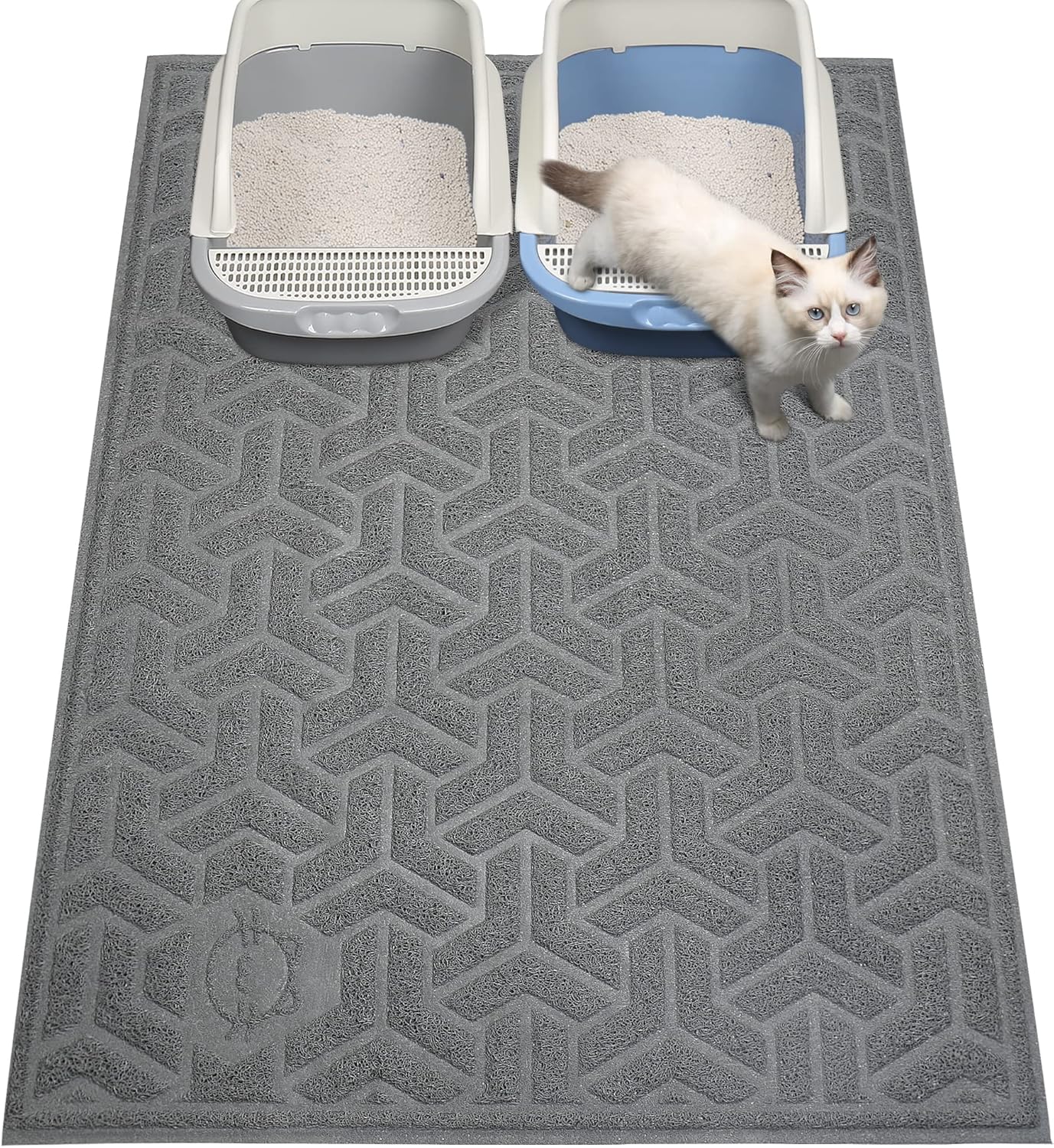 UPSKY Cat Litter Mat, XL Litter Trapping Mat Soft on Kitty Paws, Large Litter Box Mat 35" x 47" Scatter Control for Indoor Cats Waterproof and Extra Large Pretty Litters Carpet