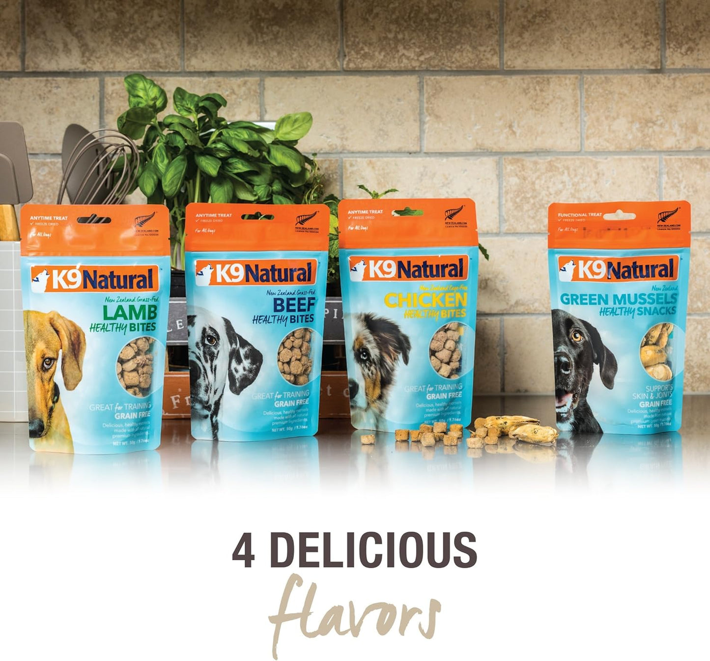 K9 Natural, Freeze-Dried Single Ingredient Dog Treats, High-Value, Low-Calorie Protein Bites for Active Dogs, Healthy Dog Training Treats, Grain-Free Reward, Chicken, 1.76oz (Pack of 2)