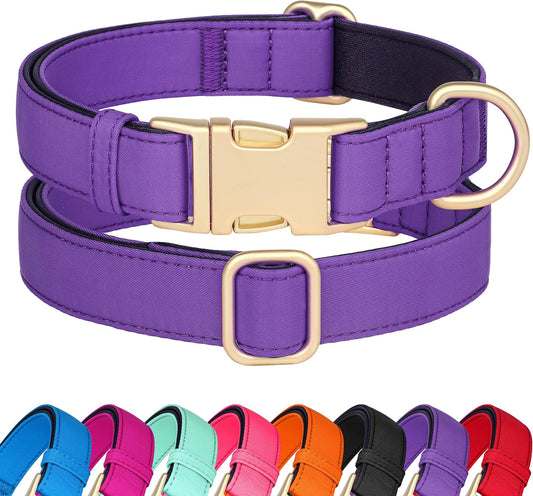 Didog Soft Padded Dog Collars for Small Dogs, Colorful and Durable Dog Collar with Quick Release Buckle, Light and Breathable for Daily Walking, Purple, S