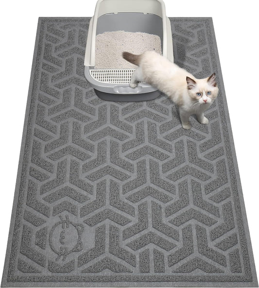 UPSKY Cat Litter Mat, Litter Trapping Mat Soft on Kitty Paws, Large Litter Box Mat 35" x 24" Scatter Control for Cat Litter, Waterproof and Extra Large Litter Box Carpet