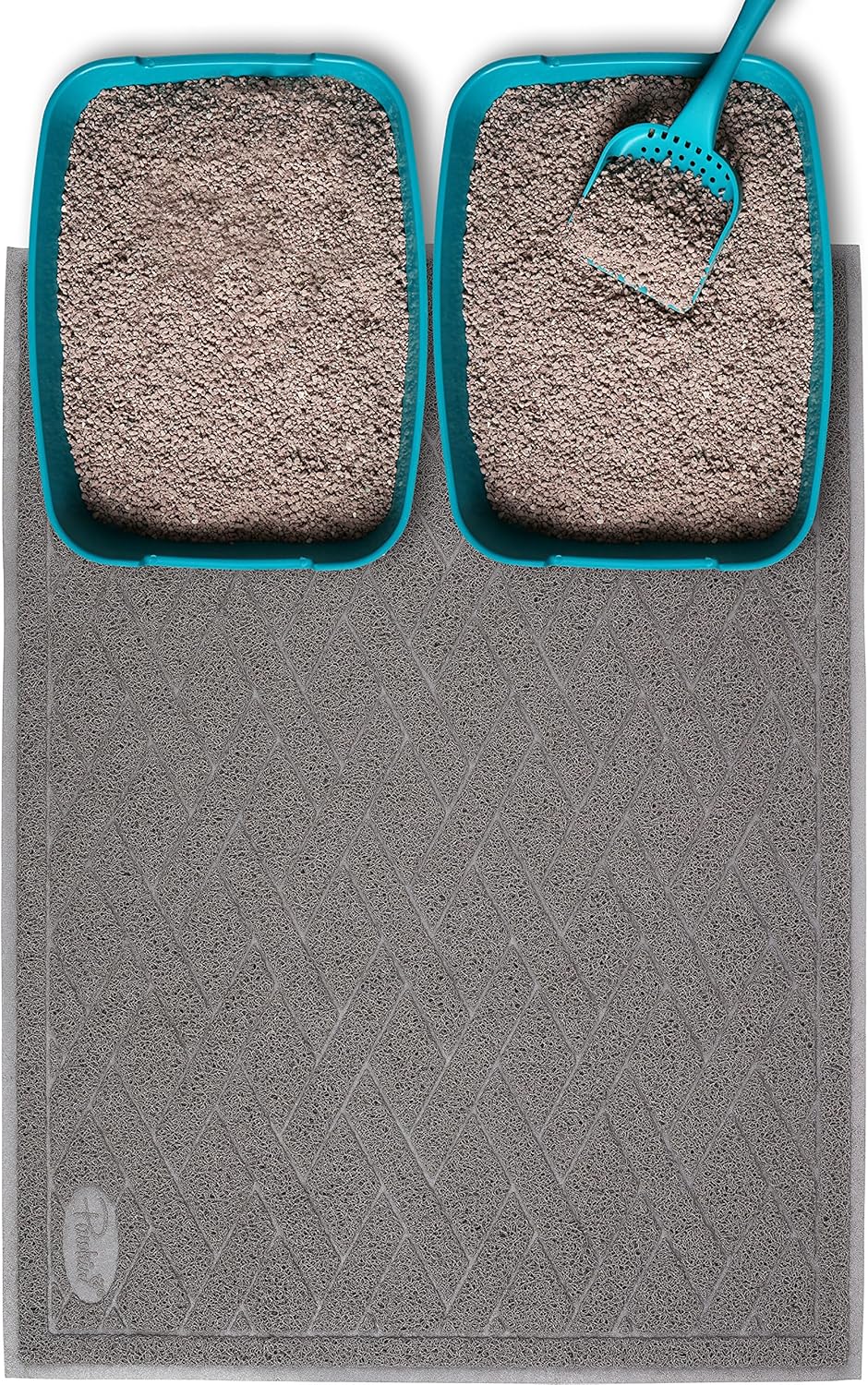 Pawkin Cat Litter Mat, Jumbo XX-Large, 4x3 Feet, Fits Two Litter Boxes or Extra Coverage for One Box, Gray